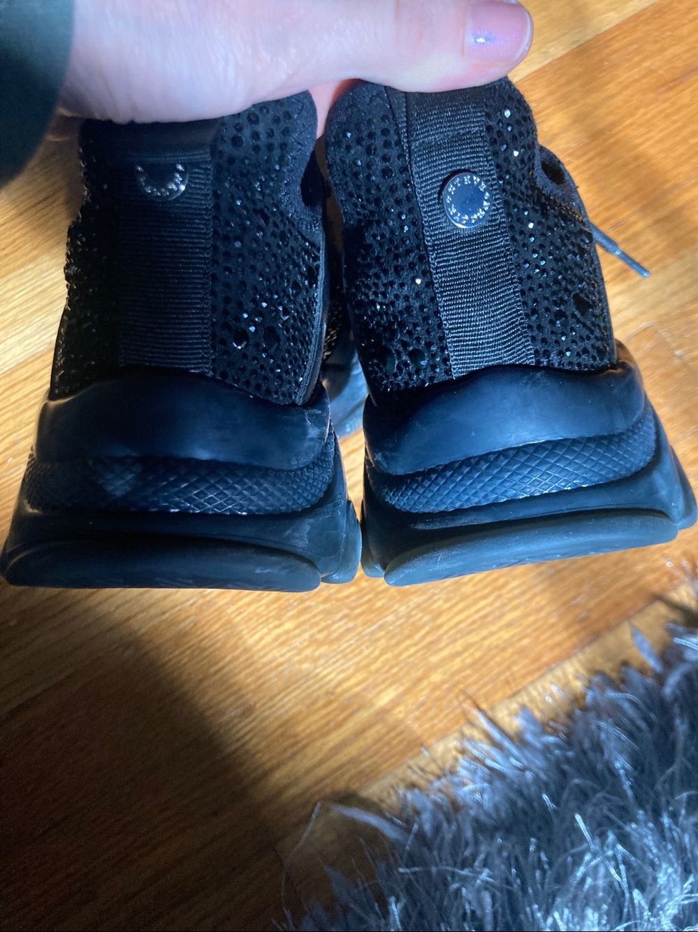 Women’s Black Sparkle Sneakers - Breathable Lace-Up Comfort